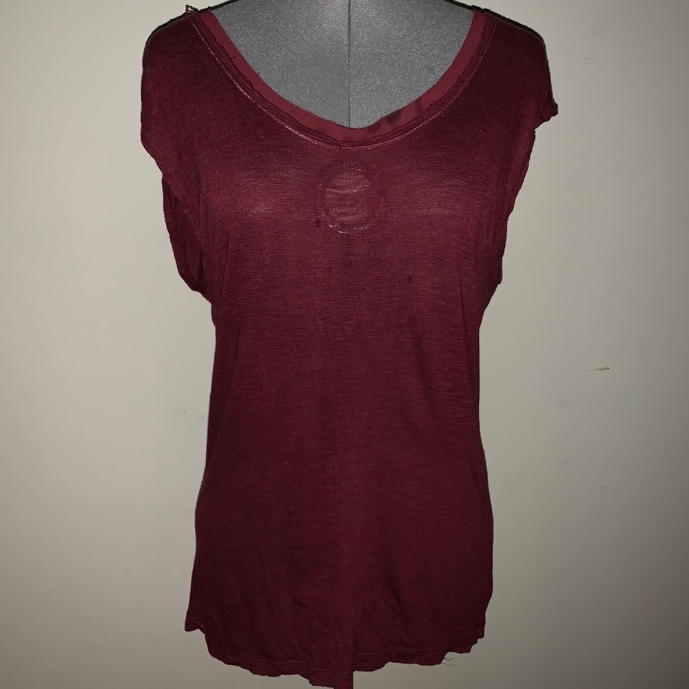 aerie| Burgundy Open Back Athleisure Shirt